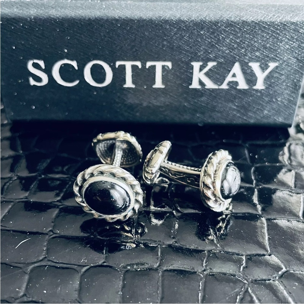 Scott Kay Oval Onyx Sterling Silver Cufflinks Cuff Links